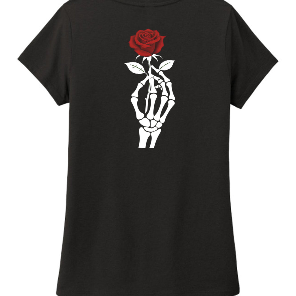 Death rose vneck - VEJ Sports Assemblage presents WEAR YOUR WORDS